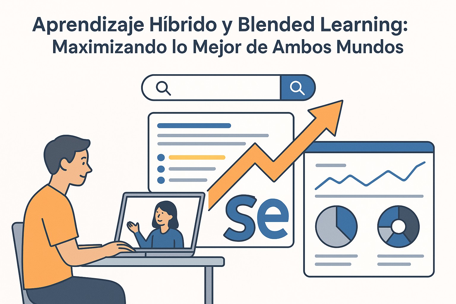 Ilustración sobre aprendizaje hibrido modelos blended learning