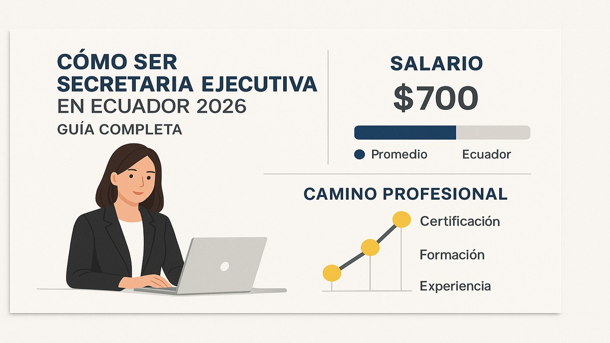 Infografía: pasos para ser secretaria ejecutiva en Ecuador 2026