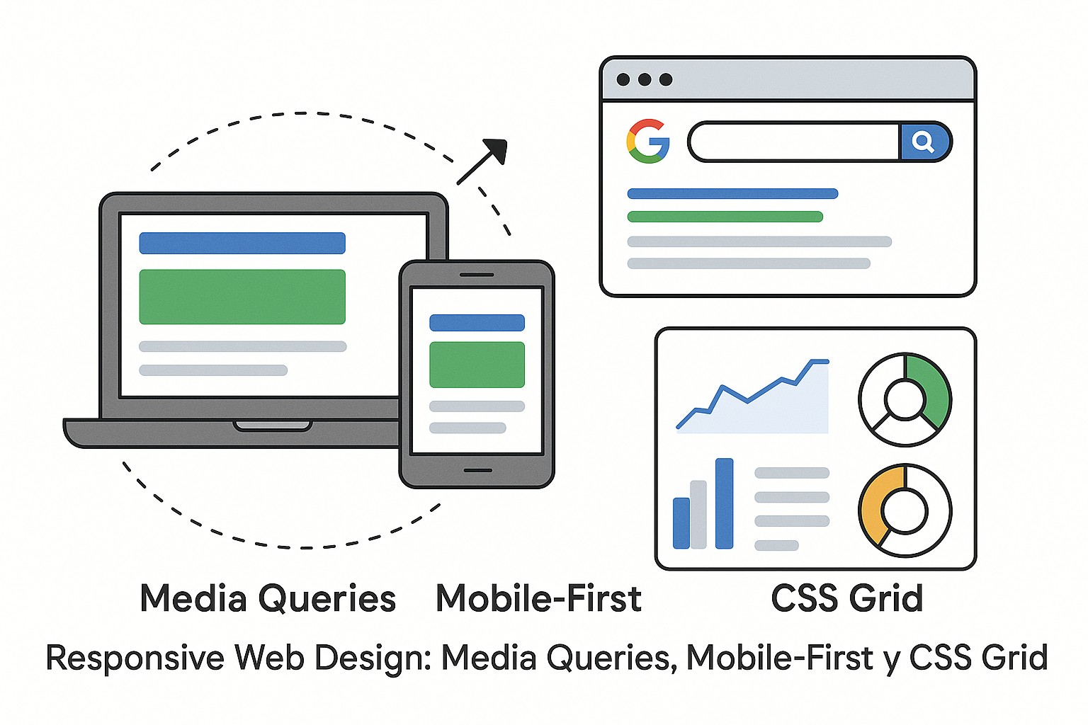 Diagrama sobre diseno web responsive guia