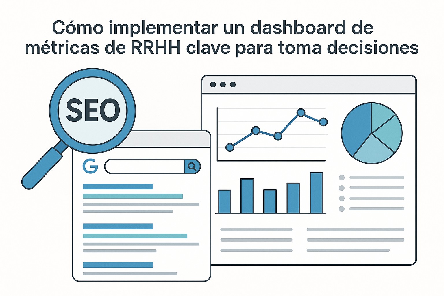 Representación visual de la integración de diferentes sistemas de RRHH (ATS, HRIS, Nómina) en un dashboard centralizado