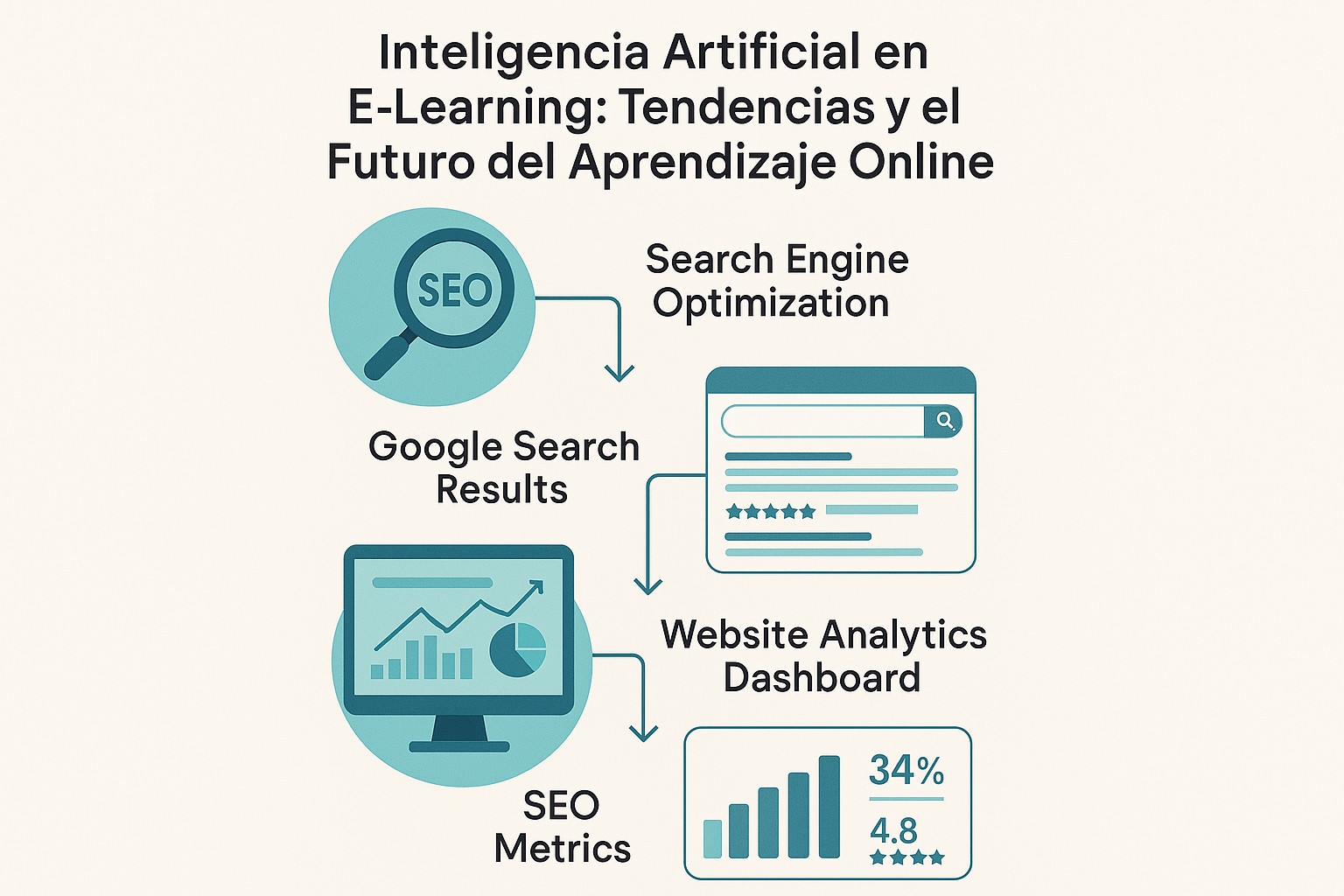 Infografía: conceptos clave de Inteligencia Artificial en E-Learning: Tendencias y el Futuro del Aprendizaje Online