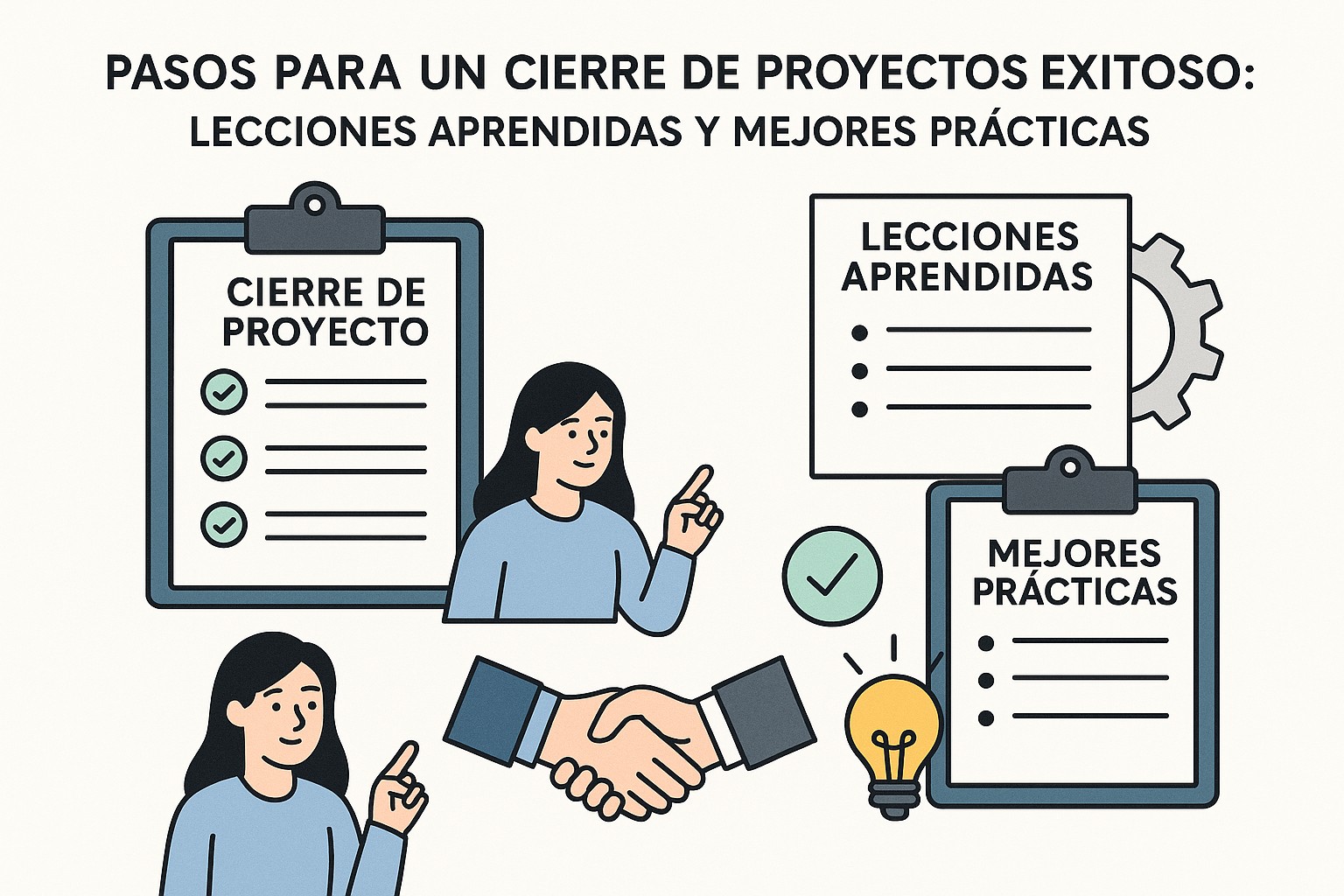 Equipo de proyecto realizando una sesión de lecciones aprendidas con post-its y diagramas en una pizarra blanca.