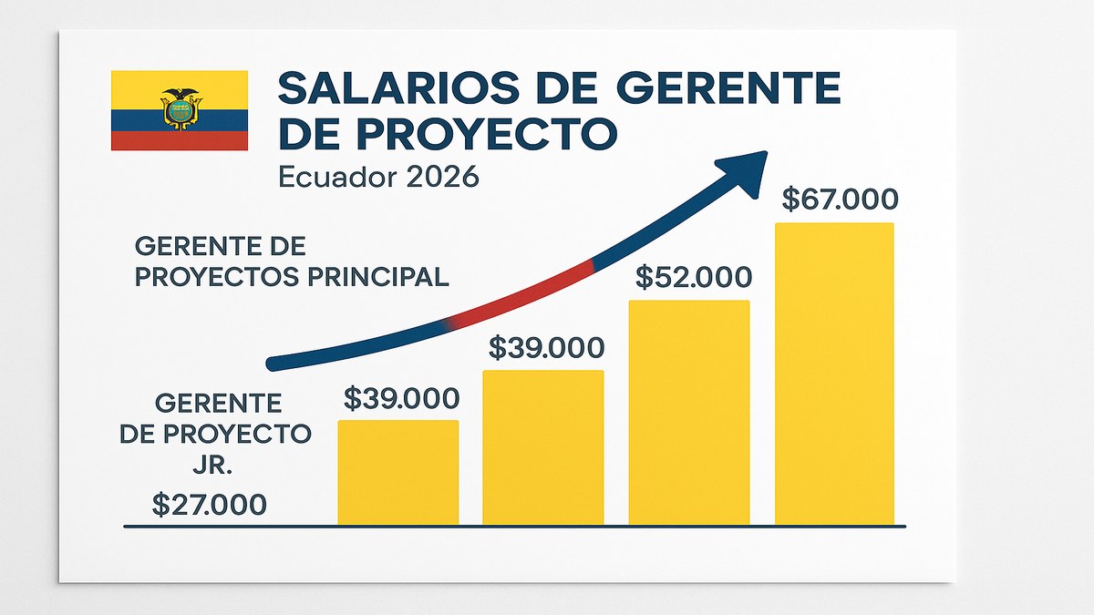 Infografía: salario Project Manager Ecuador 2026 por sector y certificación