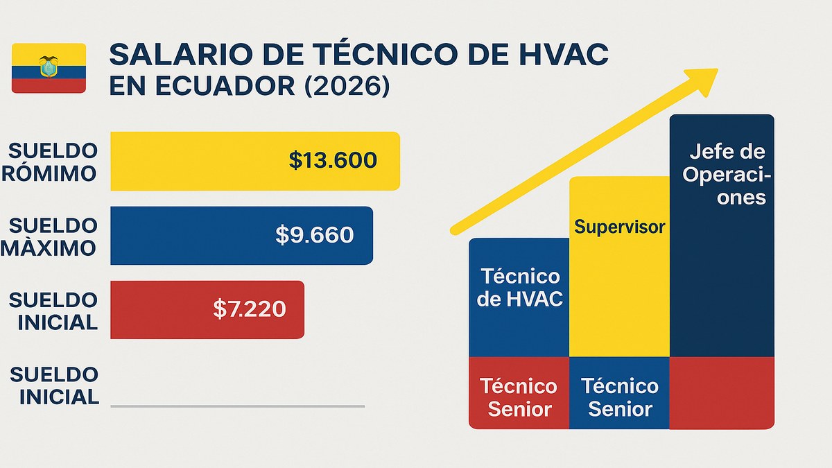 Infografía: salario técnico en aire acondicionado Ecuador 2026 por sector