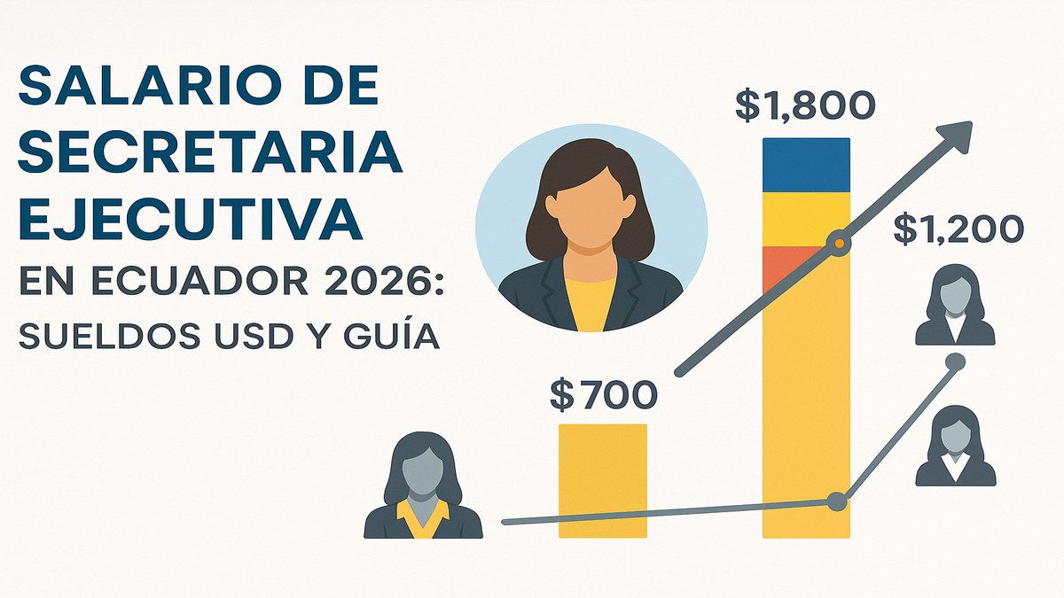 Infografía: salario secretaria ejecutiva Ecuador 2026 por sector y ciudad