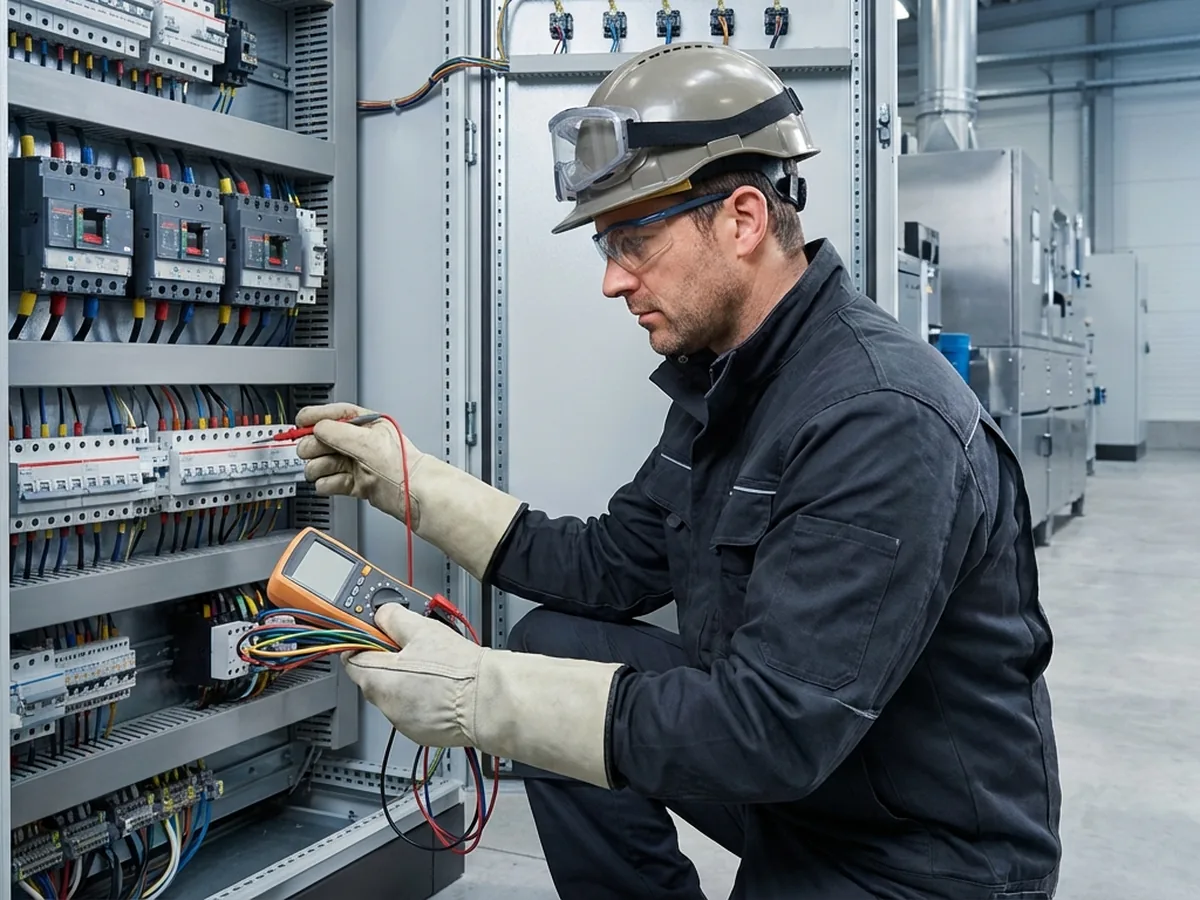T&eacute;cnico electricista trabajando en Ecuador